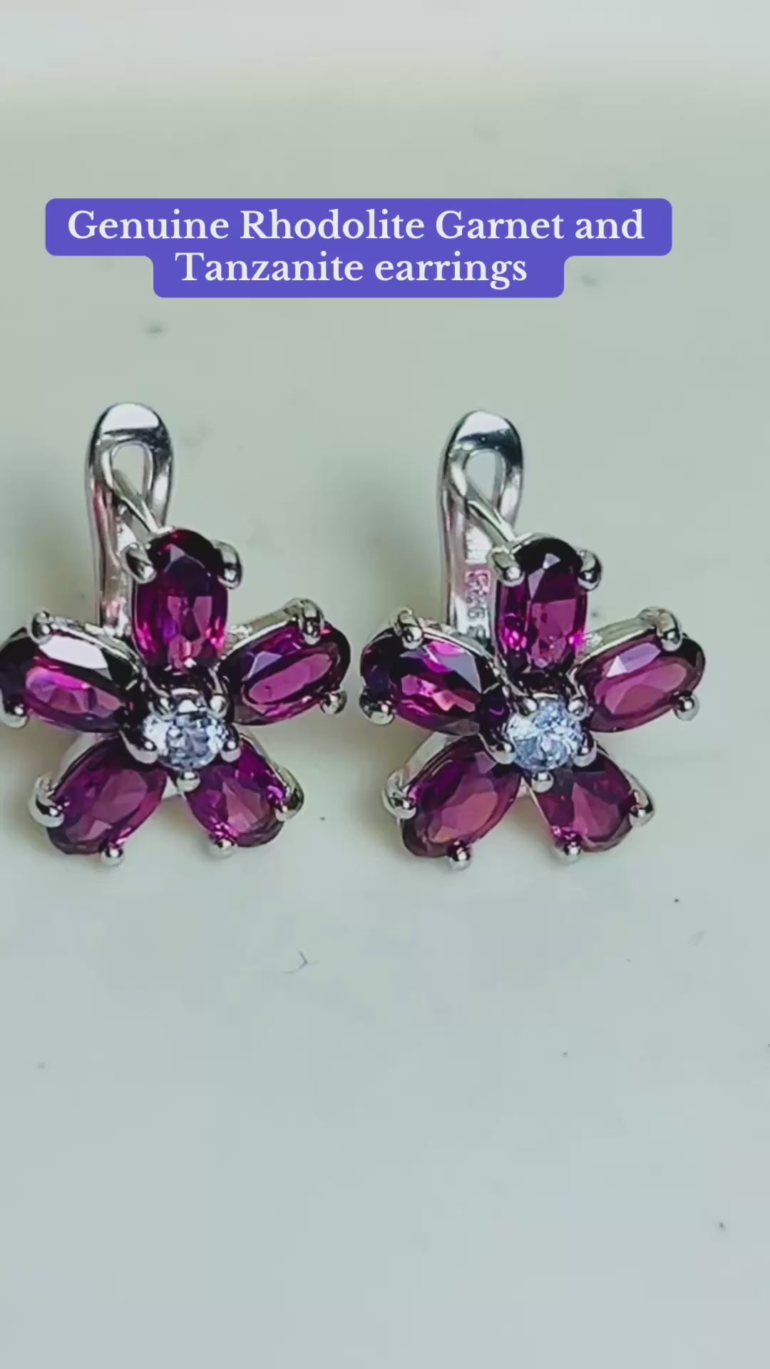 Handmade Natural Rhodolite Garnet earrings- wedding Collection