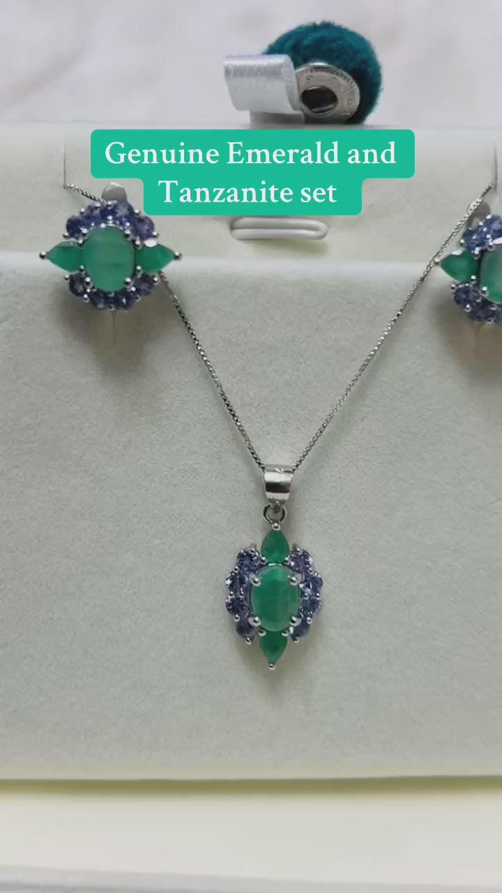 Natural Emerald and Tanzanite Set