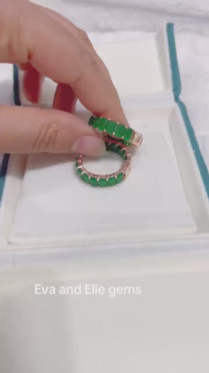  Stunning green matrix emerald hoop earrings, perfect for adding a touch of natural beauty to any look.