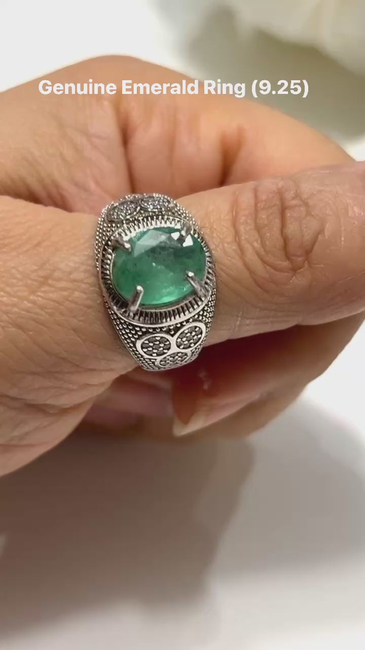 Genuine Colombian Emerald Men’s Ring