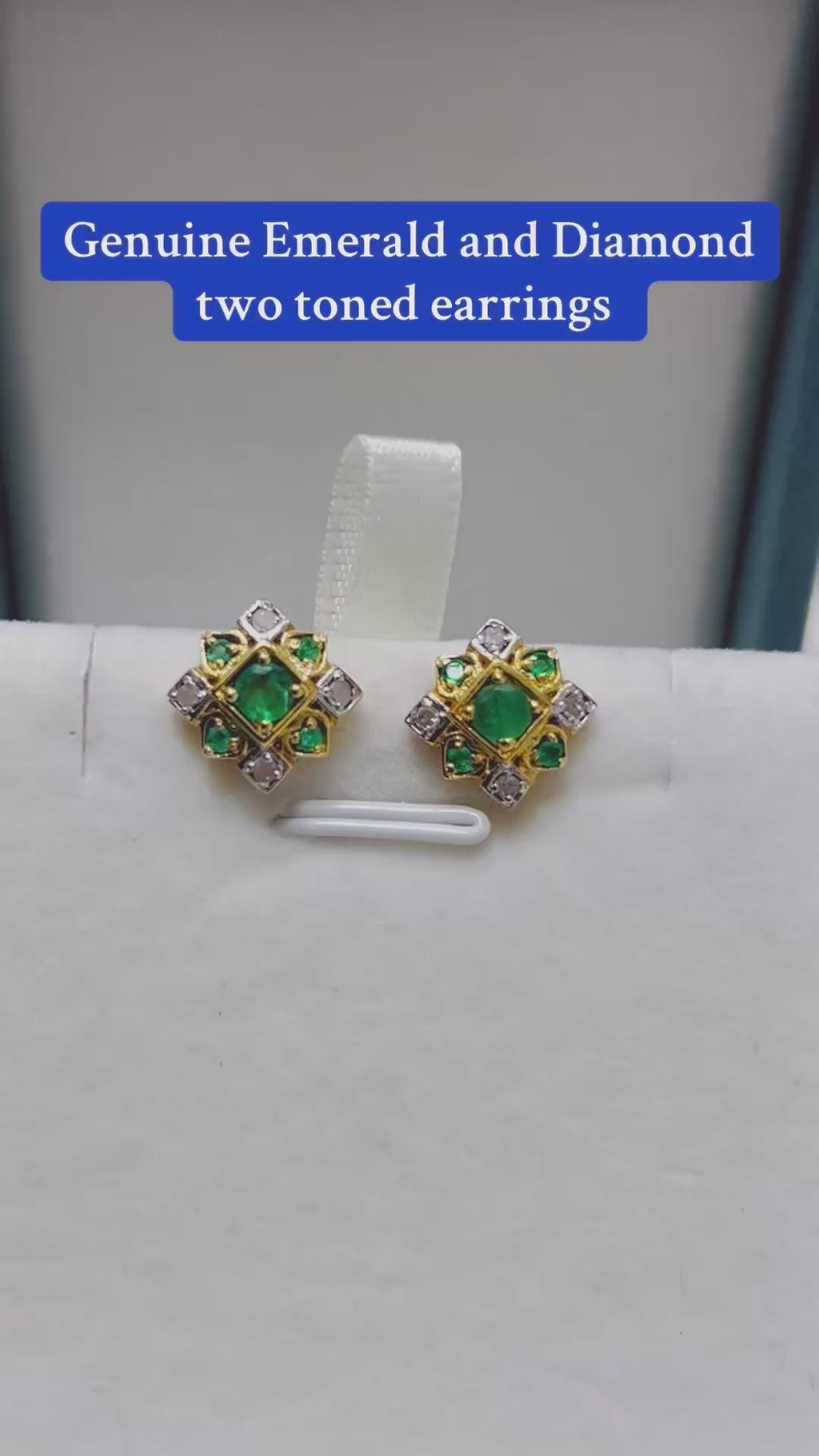 Two-Toned Emerald & Diamond Earrings