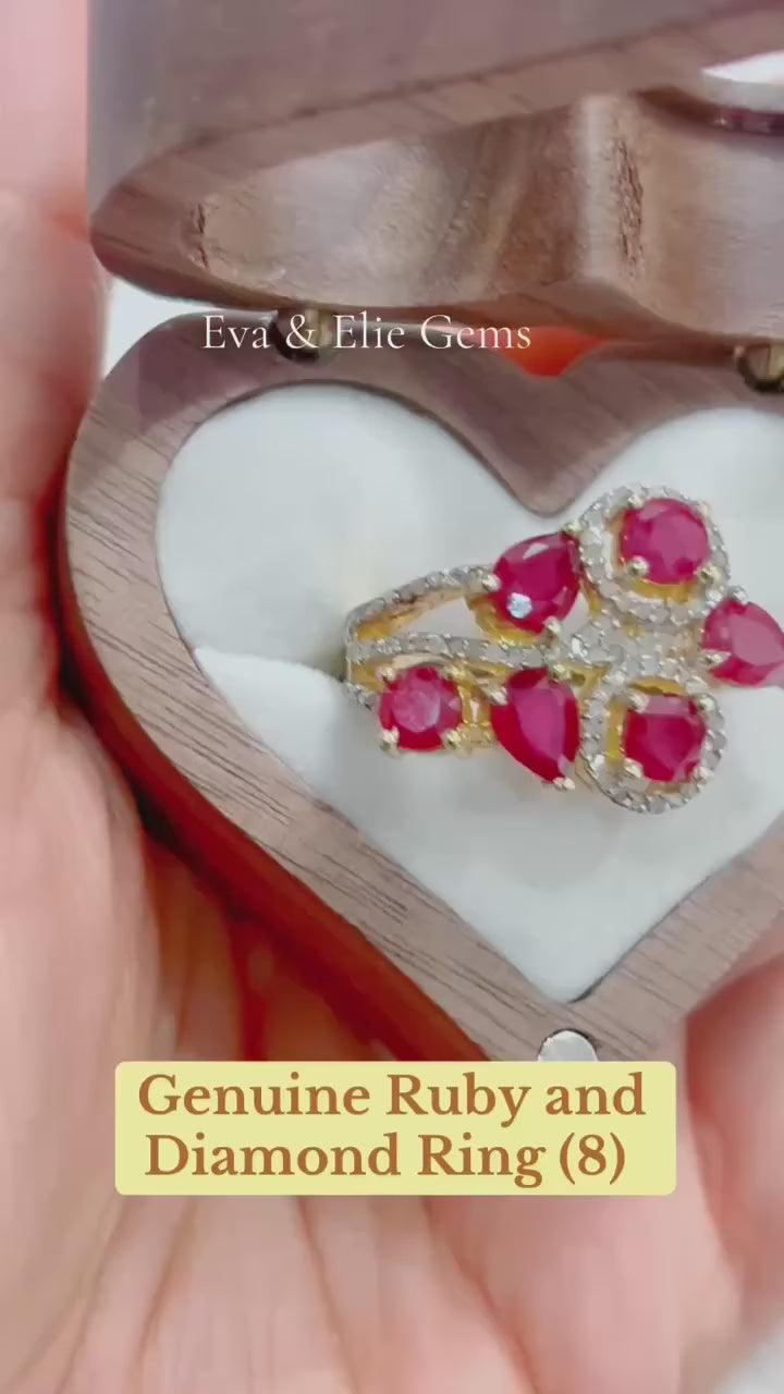 Certified vintage-inspired ruby & diamond ring in sterling silver
