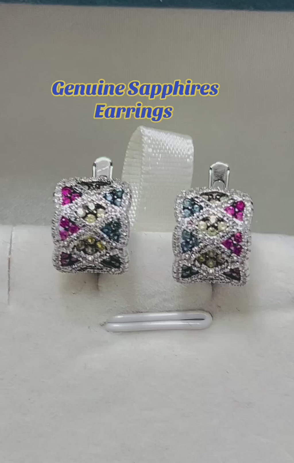 Geometric Multi-Color Sapphire Earrings