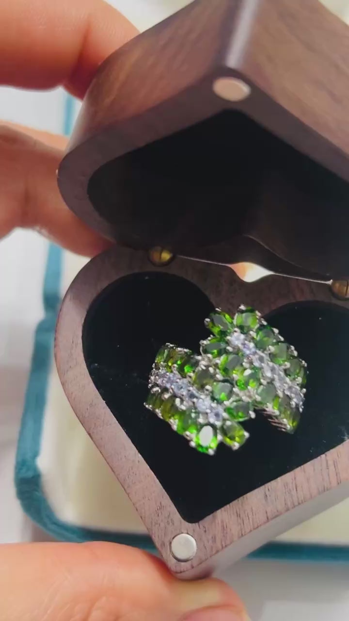 Handmade Chrome Diopside & Tanzanite Vine Ring