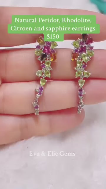 Elegant and handcrafted earrings featuring a stunning assortment of natural gemstones.