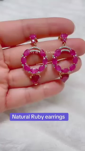 Exquisite, unique natural ruby dangle earrings, perfect for special occasions.