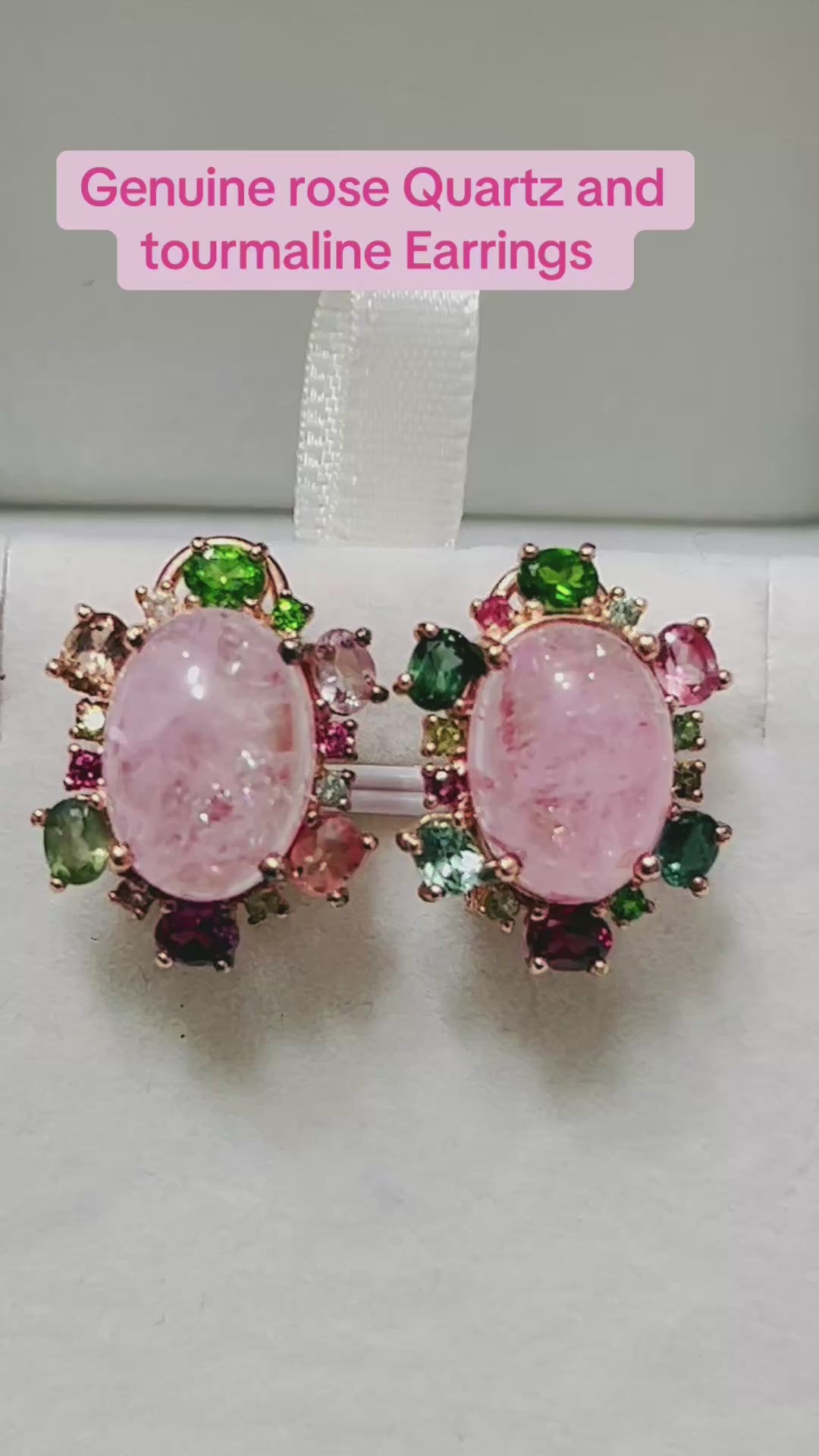 Handmade Pink Rose Quartz & Fancy Tourmaline Earrings