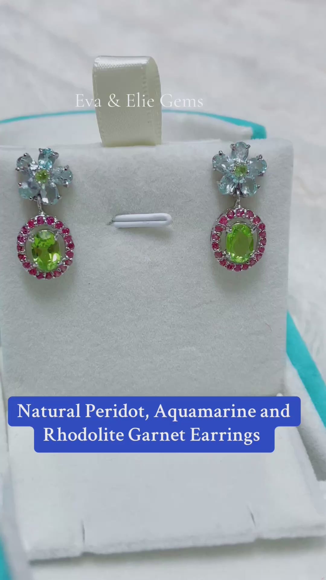“Spring Bloom” Artisan Made Genuine  Peridot & Sapphire Floral Earrings – One of a Kind