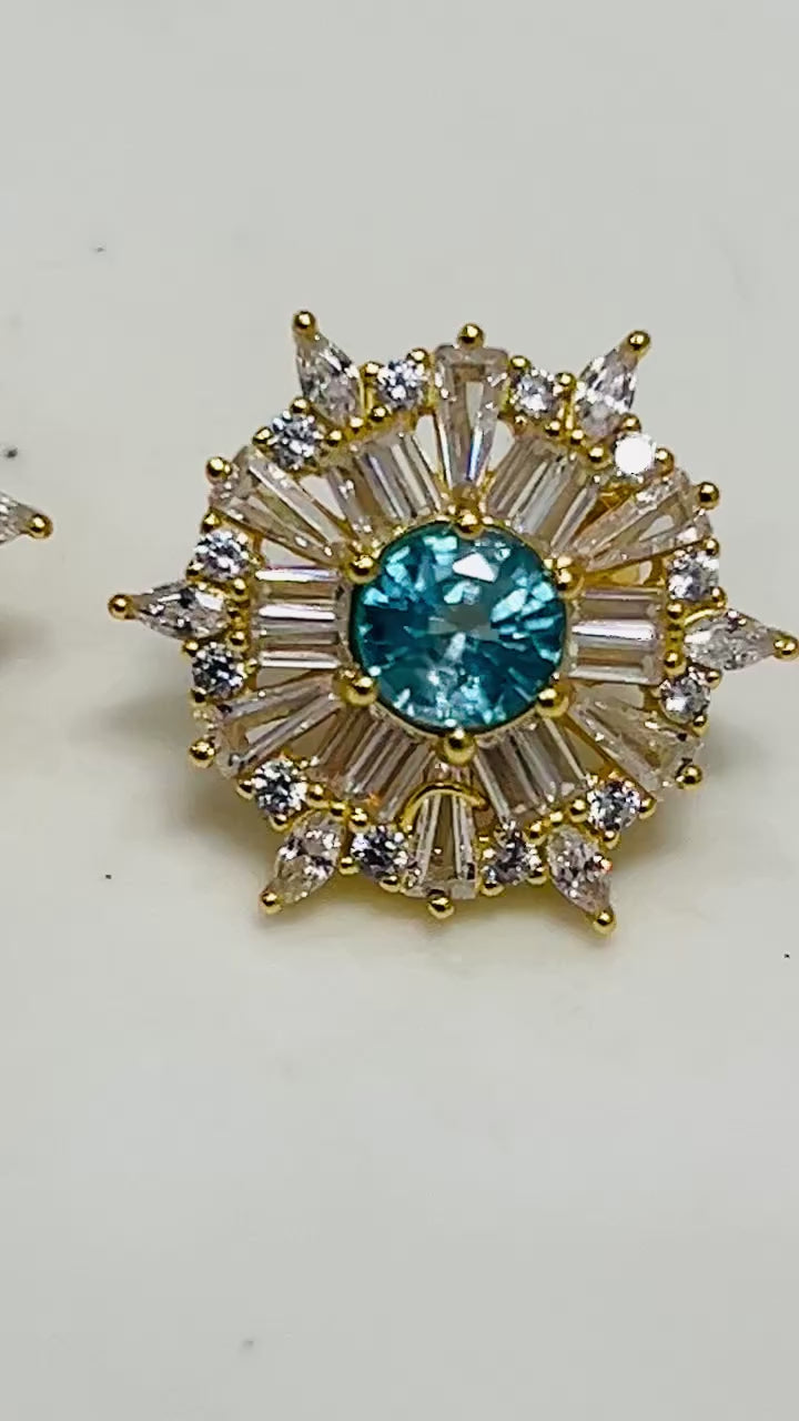 Handmade Blue Apatite and White Sapphires Earrings