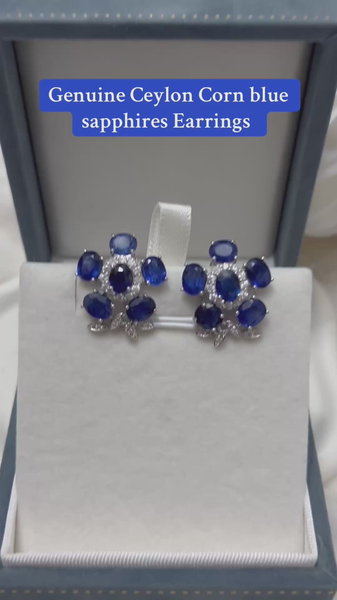Handmade Corn Blue Sapphire Floral Earrings