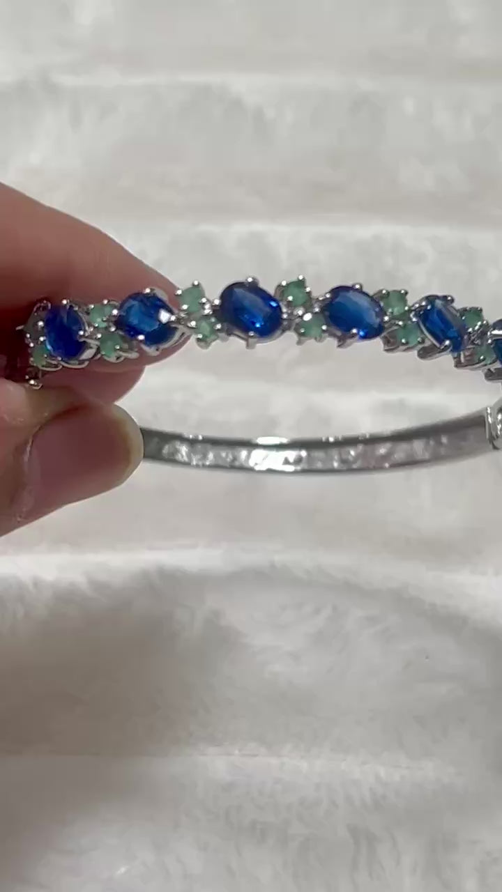 Handmade genuine Emerald & Kyanite Bracelet