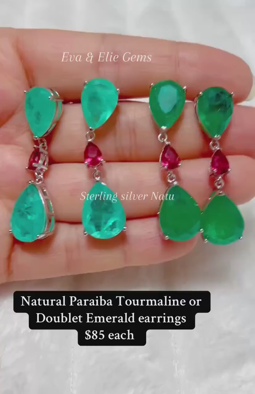  Eye-catching green or blue-green doublet earrings, offering the beauty of emerald or Paraiba tourmaline in sterling silver.
