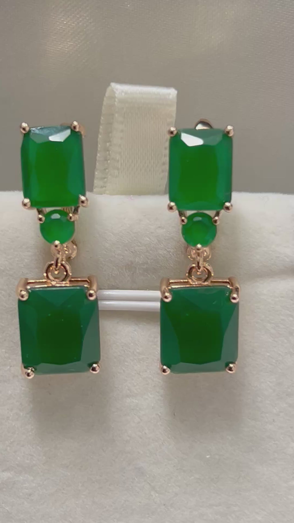 14k Rolled gold Emerald Minimalistic square Drop Earrings