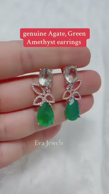 GreenAgateAmethystDropEarrings