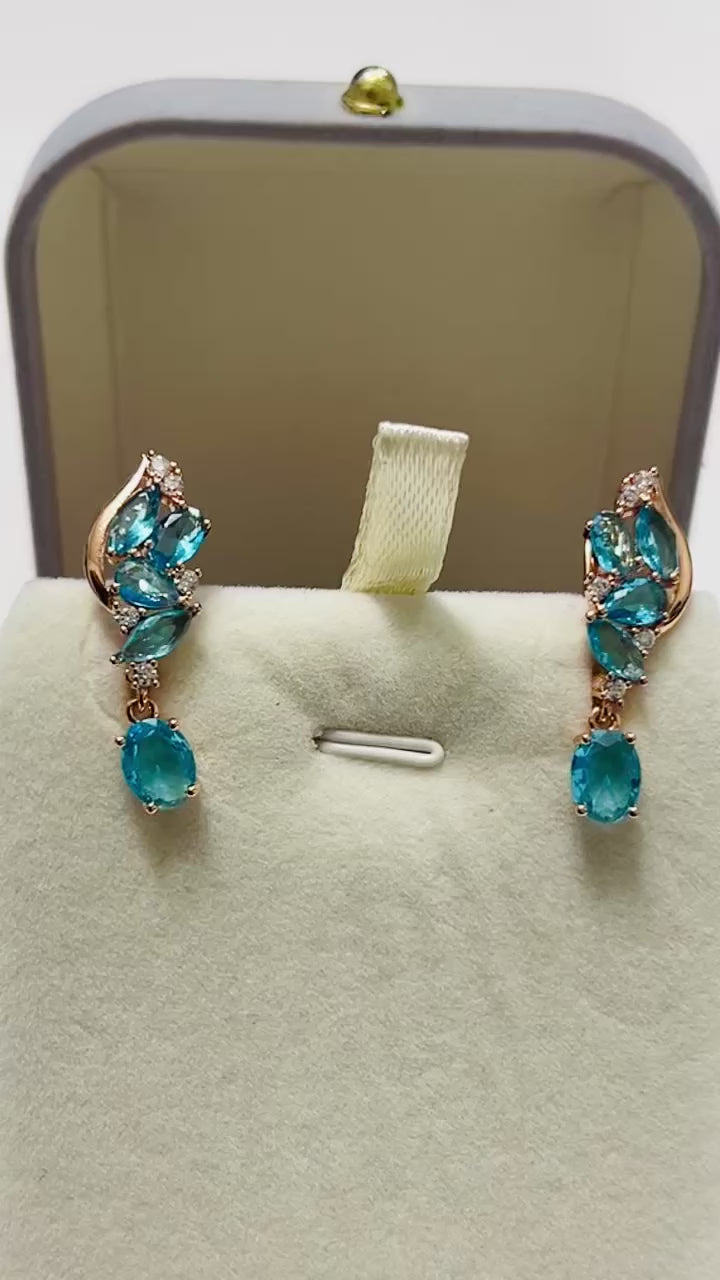 14k Rolled Gold Blue Topaz Earrings with latch backs