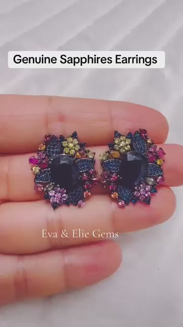 Show-stopping natural blue and colored sapphire earrings.
