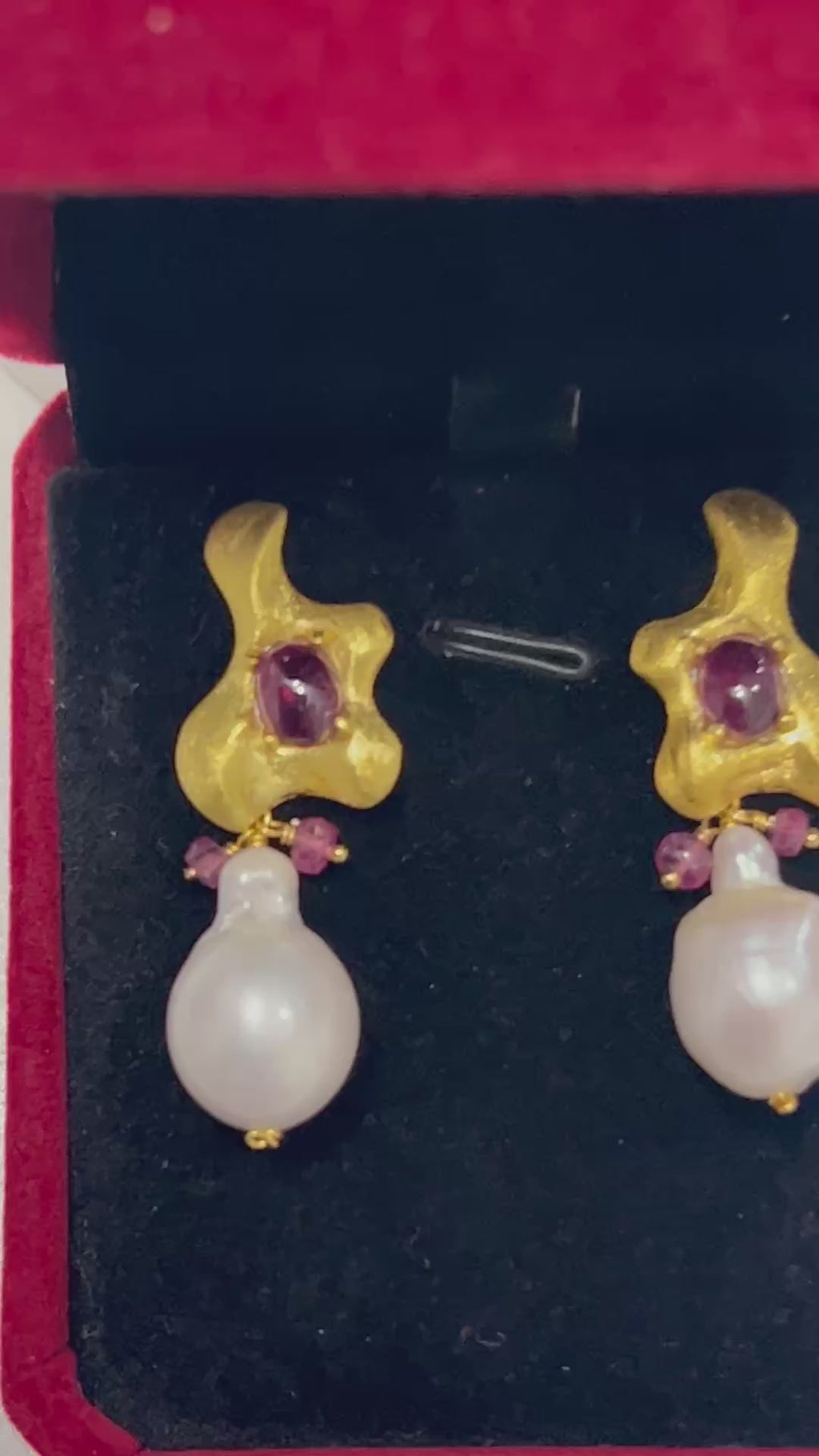 Handmade South Sea Baroque Pearl and Ruby earrings