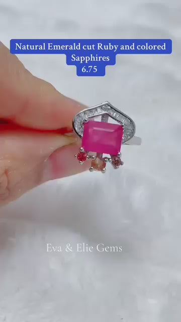 Stunning natural ruby and sapphire ring, perfect for a statement.