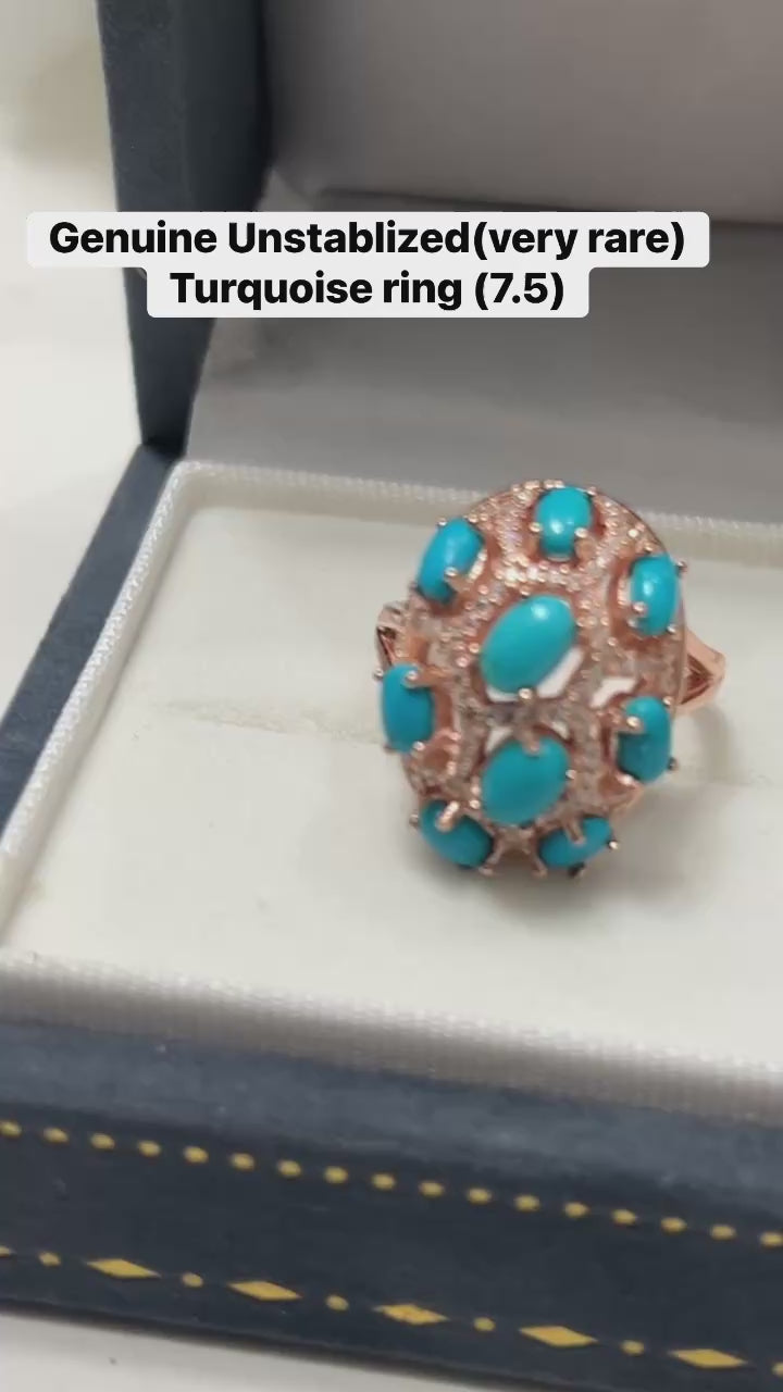 Genuine Sleeping Beauty Turquoise Cluster Ring