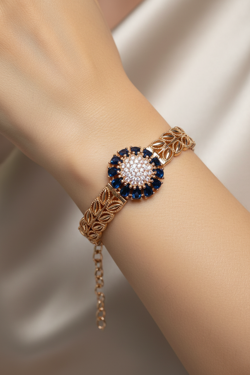 Sapphire Gold Bracelet on Wrist