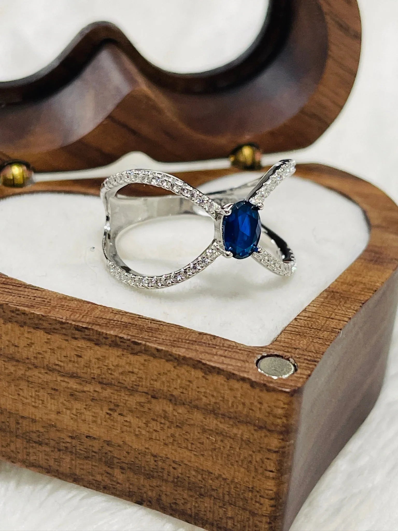 Infinity Style Sapphire Engagement Ring by Eva Elie