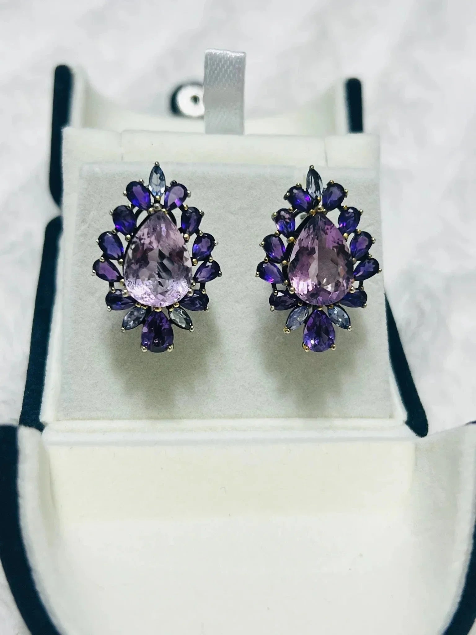 Show stopper Natural Pink and purple Amethyst Earrings - Eva & Elie