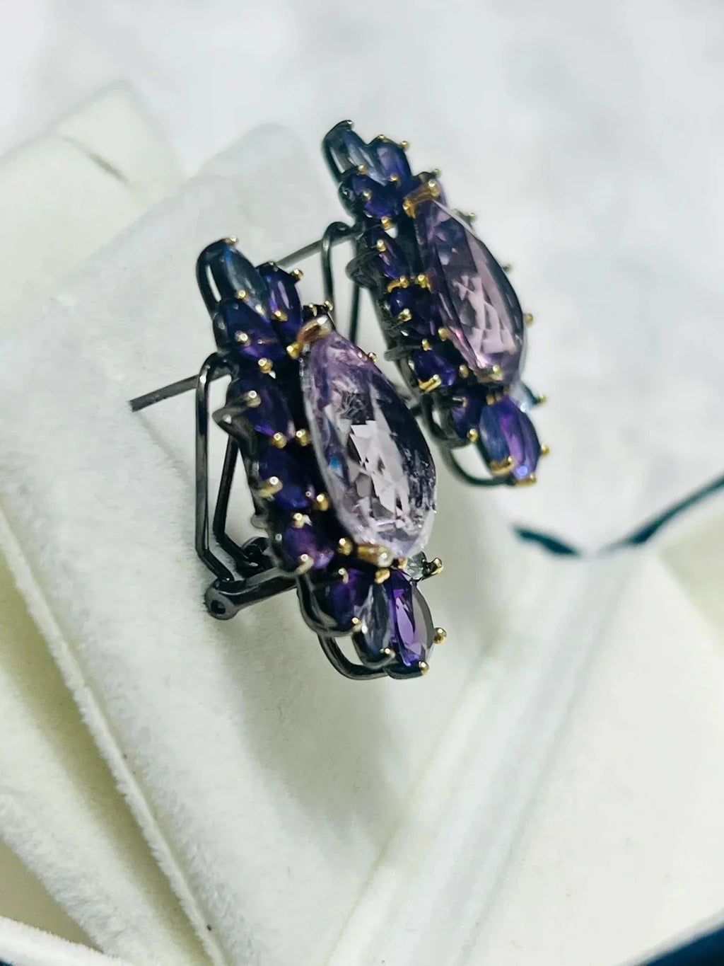 Show stopper Natural Pink and purple Amethyst Earrings - Eva & Elie