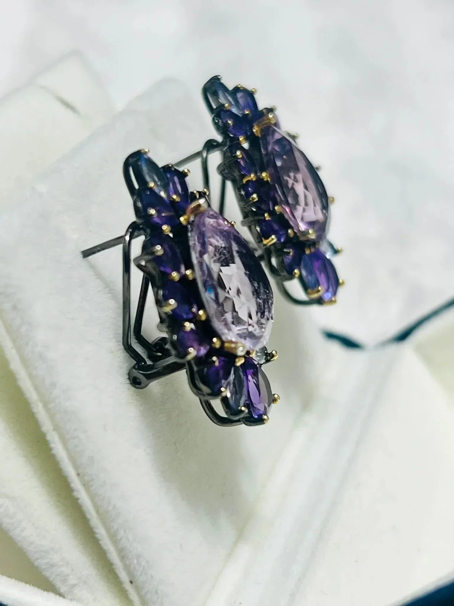 Show stopper Natural Pink and purple Amethyst Earrings - Eva & Elie
