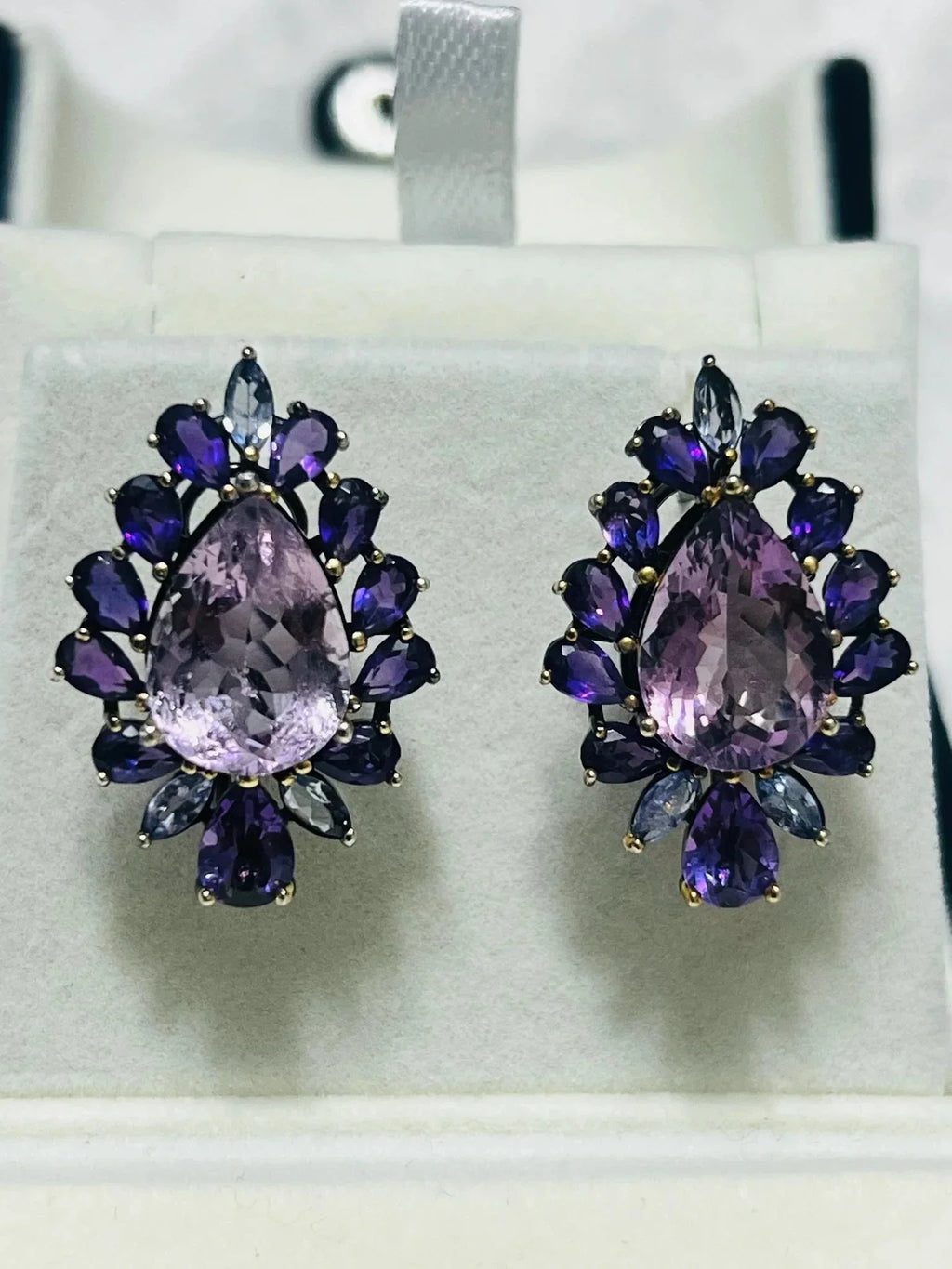 Show stopper Natural Pink and purple Amethyst Earrings - Eva & Elie