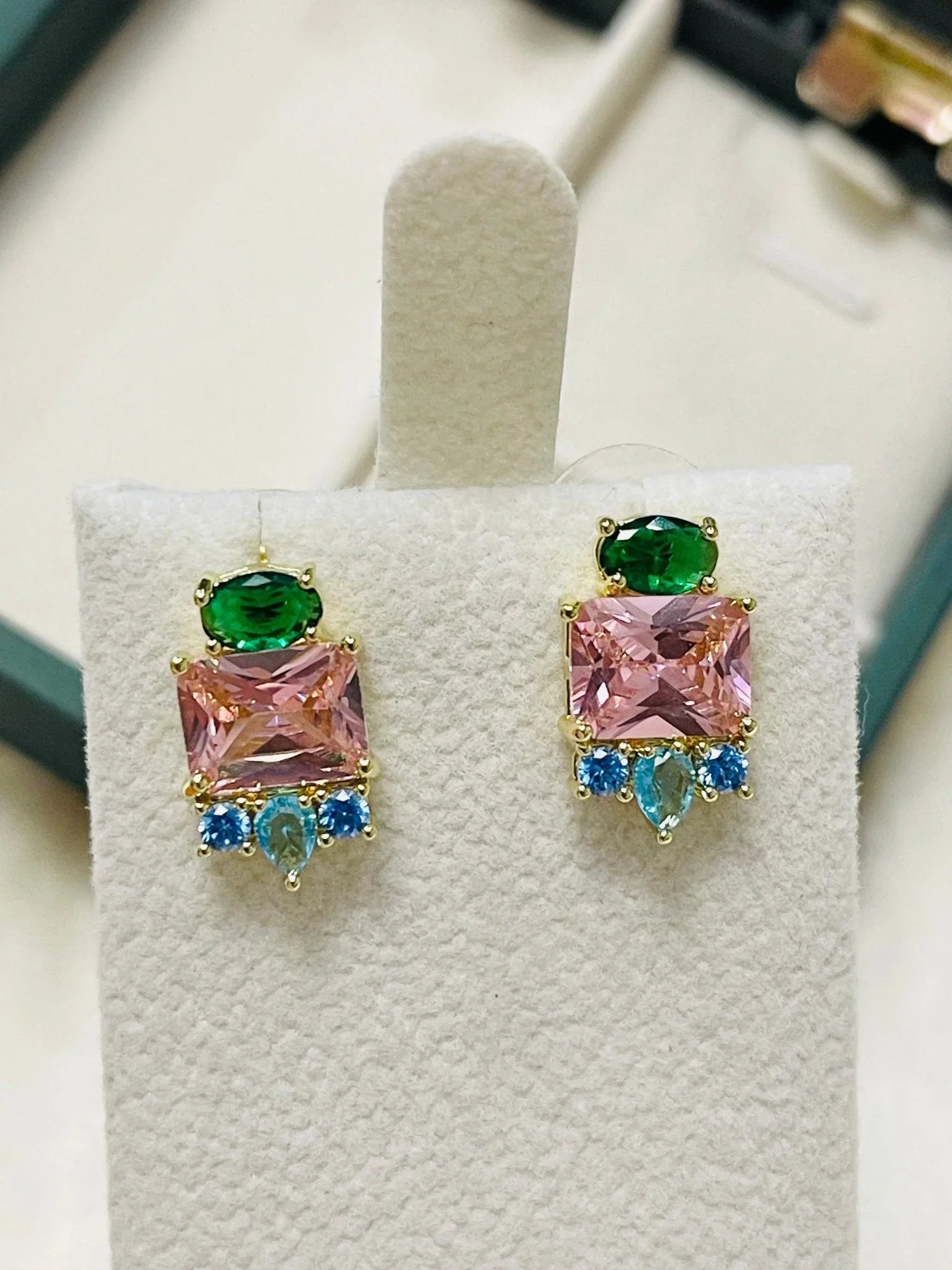 Silver Needle Crystal Stud Earrings.