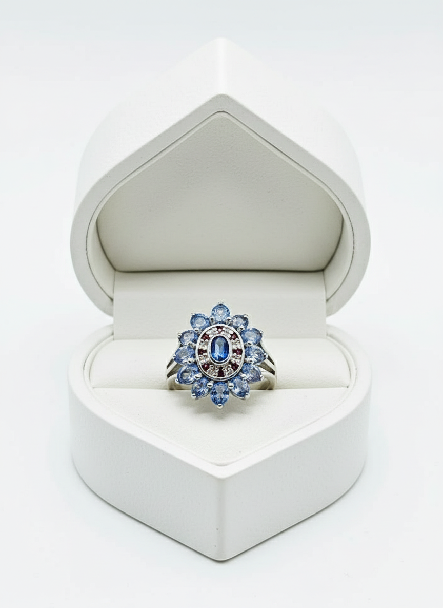 Natural Handmade Sterling silver Tanzanite Ring- Vintage Design