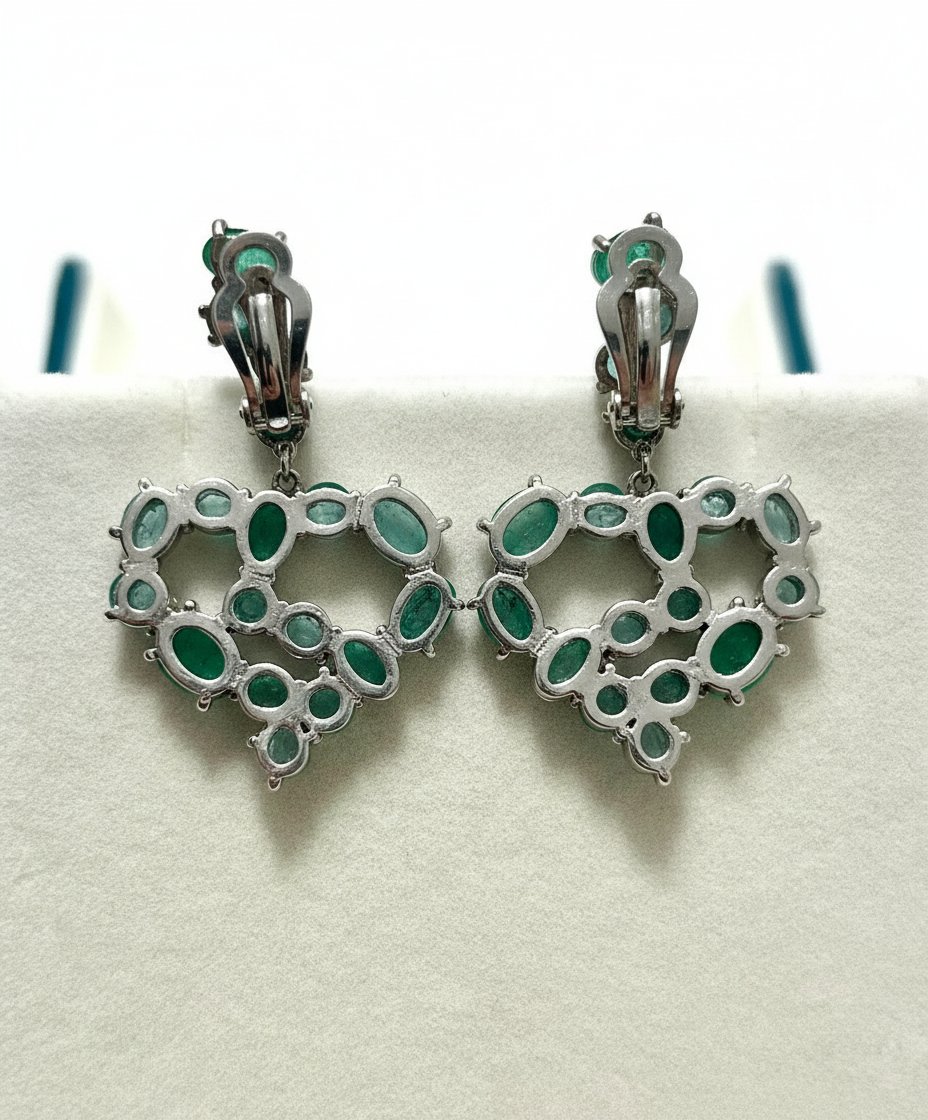 Handmade Emerald & Apatite Heart Earrings- Love Collection